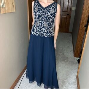 JKARA NEW YORK Beaded Long Formal Dress